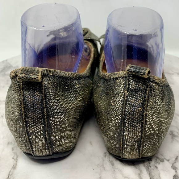 Earthies Rubio Metallic Bow Hidden Wedge Comfort Shoes 9.5 Edgy Artsy Balletcore - Picture 5 of 16